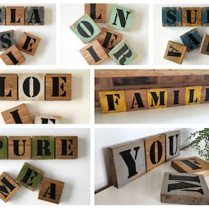 Lettere giganti in legno dello Scrabble per decorazioni murali personalizzabili