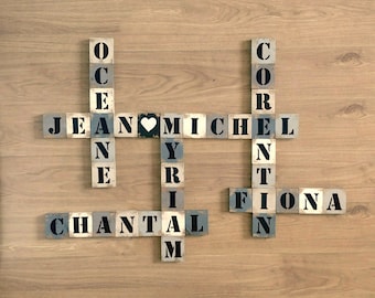 Lettres de Scrabble géantes en bois pour décoration murale personnalisable