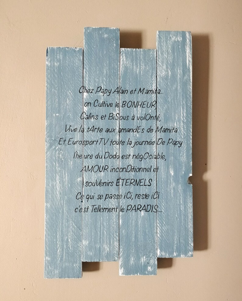 tableau 2 couleurs en bois pour décoration murale personnalisable bleu-gris clair