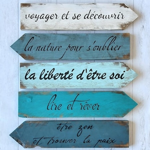 Placa de seta direcional de madeira para decoração de parede personalizável