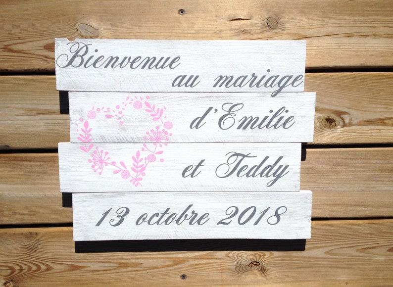 Tableau en bois pour décoration de mariage personnalisable image 1