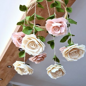 Felt rose mobile, Rose mobile, Pink rose mobile, Flower mobile, Felt flower mobile, Floral mobile, Custom flower mobile