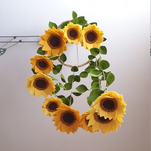 Sunflower mobile, Sunflower nursery decor, Felt flower mobile, Felt sunflower decor, Sunflower nursery