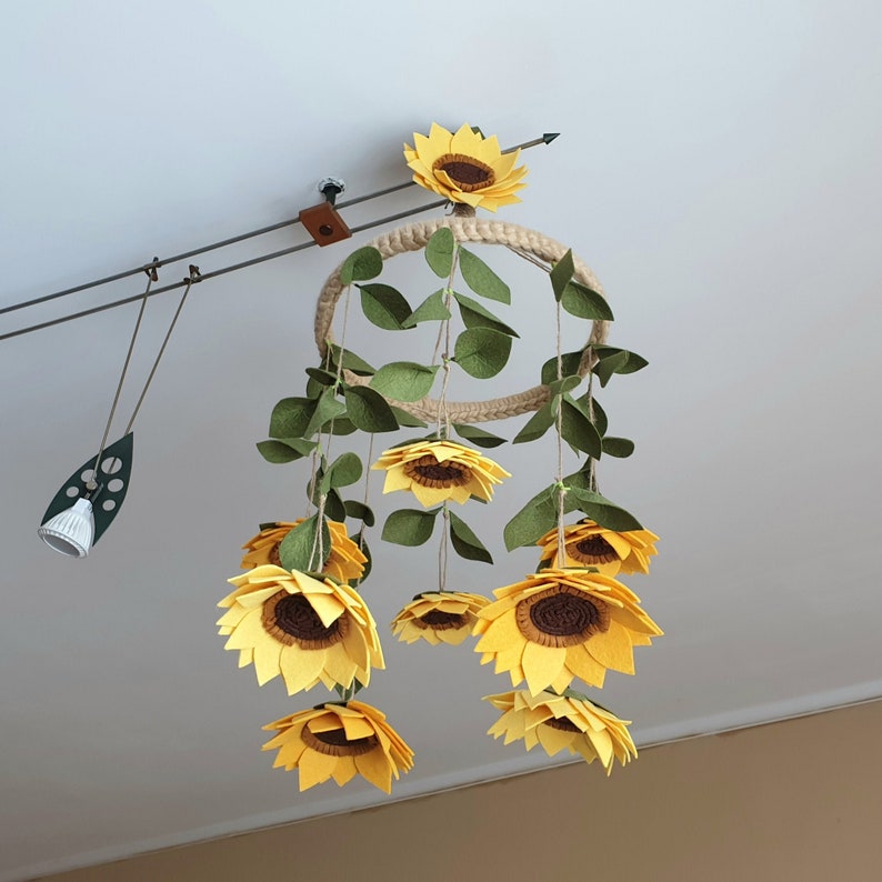 Flower baby mobile Sunflower mobile Felt flower crib mobile | Etsy