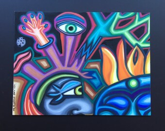 Dibujo en pastel al óleo del sol y la luna