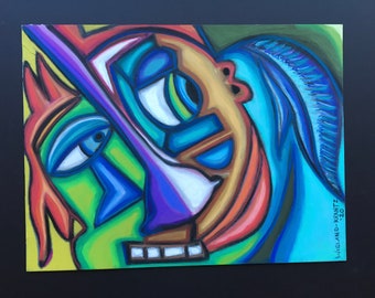 Dibujo al óleo pastel de dos caras