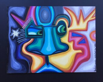 Dibujo al óleo pastel de criaturas destacadas