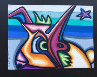 Bunny on the Lookout Dibujo al óleo pastel