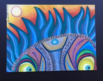 Aquí viene el dibujo al óleo pastel del sol