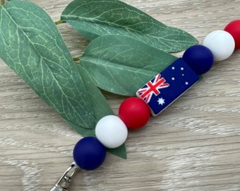 Handmade Silicone Bead Keyring/Keychain - Australian Flag