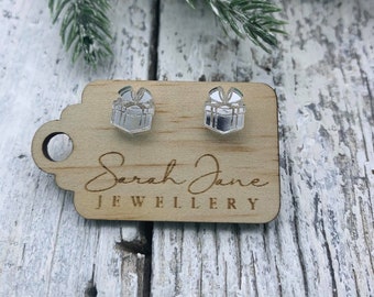 Handmade Christmas Present Stud Earrings - Silver