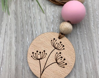 Handmade Silicone Bead Dandelion Pendant Necklace - Dusty Pink
