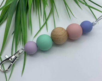 Handmade Silicone Keychain/Keyring - Pastel Rainbow