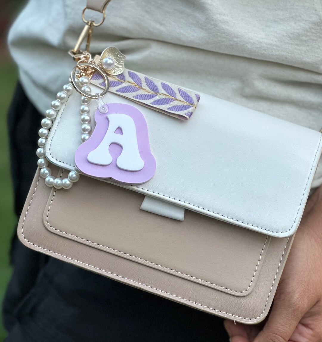 Letter Keychain With Charm | Backpack Keychain| Purse Keychain ...