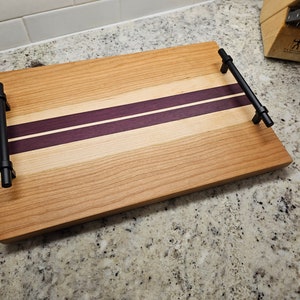 This item is sold, but we can make another. Charcuterie/Serving Board, Cheese Board. Handles and feet. Housewarming, Wedding, Birthday Gift.