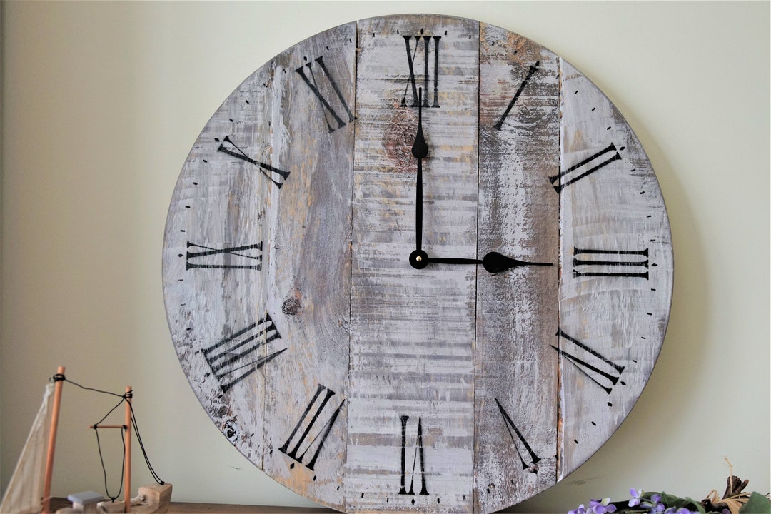 24 Farmhouse Clock Large Rustic Wooden Clock Wall - Etsy