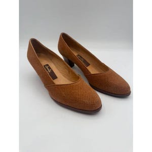 Vintage Amalfi av Rangoni Italien Dam Pumps i Brun Mocka, Läder, Storlek 5.5