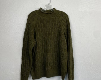 Vintage JJ Farmer Wool Blend Chunky Fisherman's Grandpa Sweater Size L