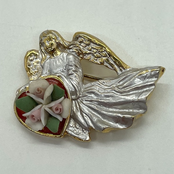 Vintage Signed Edgar Berebi Limited Edition Angel of the Flower Brooch Pin