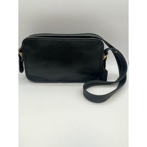 Vintage Coach Schwarze Leder Ost Westfach Crossbody Tasche 9164