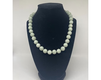 Vintage Amazonite Beaded Knotted Choker Necklace with 925 Toggle Closure