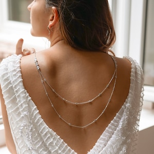 Glamour Chic Back Necklace, Bridal Body Jewelry, Classic Princess Fairy Wedding, Backless Dress Neckline, Shoulder Chain, Zircons