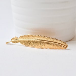 Feather barrette, gold, silver, head jewel, wedding, wedding leaf tiara clip, Roman style, Greek, romantic, simple, minimalist