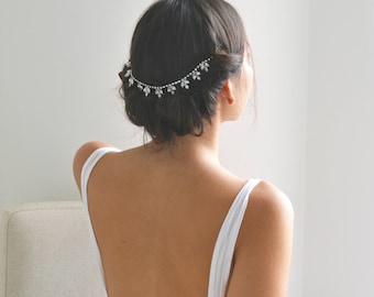 Wedding head jewel. Crystal bead diadem. Headband, vine, hair accessory application crown bride boho, romantic