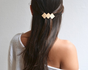 Barrette rectangle losange Bijou cheveux doré or argent pince, épingle, tiare diadème Accessoire fin délicat minimaliste raffiné géométrique