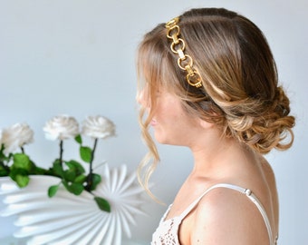 Headband headband golden chain bridal, gold Head jewelry hair hairstyle romantic hairstyle delicate boheme headband, boho