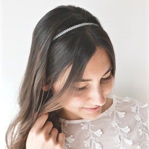 Headband, headband, silver wedding design silver cord. Boho bride, romantic, delicate, refined, minimalist, fine