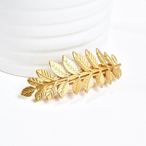 Paire De Barrettes Feuilles En Métal Doré - Bijou Fantaisie Vintage, Couleur Cuivre, Taille Unique