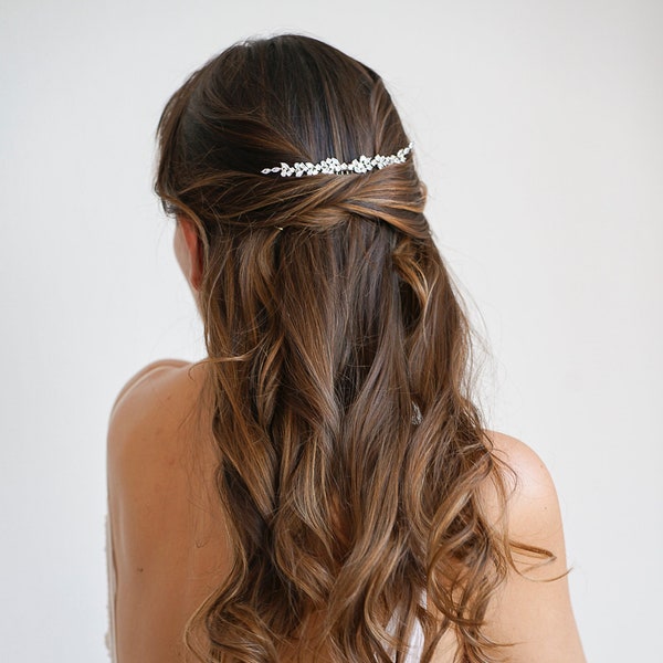 Lavande - Peigne de mariage zircon, bijou de tête mariée bohème romantique élégante, accessoire coiffure glamour, cheveux chignon mariage