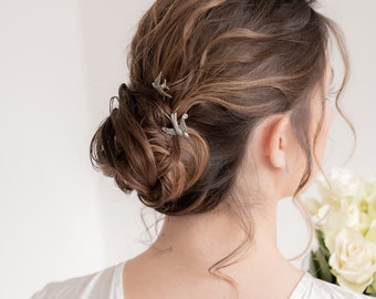 Pic à cheveux oiseaux argent, chignon mariage, bijou de tête mariée, accessoires boho chic, romantique, antique, art déco, délicat, vintage