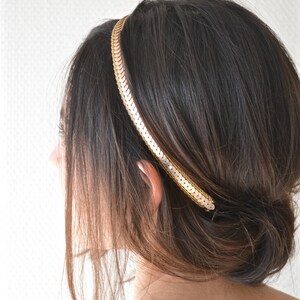 Headband hair jewel bridal headband-golden headband, golden sequins. Boho wedding hairstyle, romantic, delicate, fine, bronze gold image 3