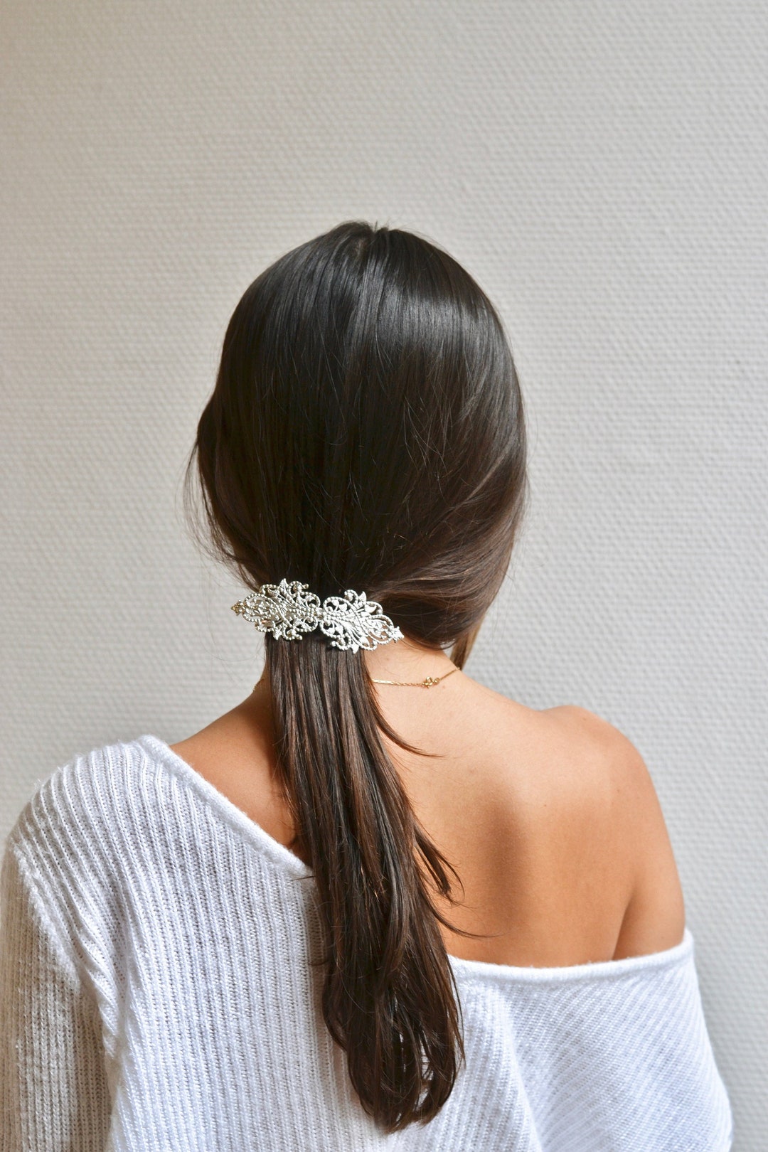 Boho Barrette Silver Hair Jewelry Clip Pin Tiara Diadem Hair Etsy