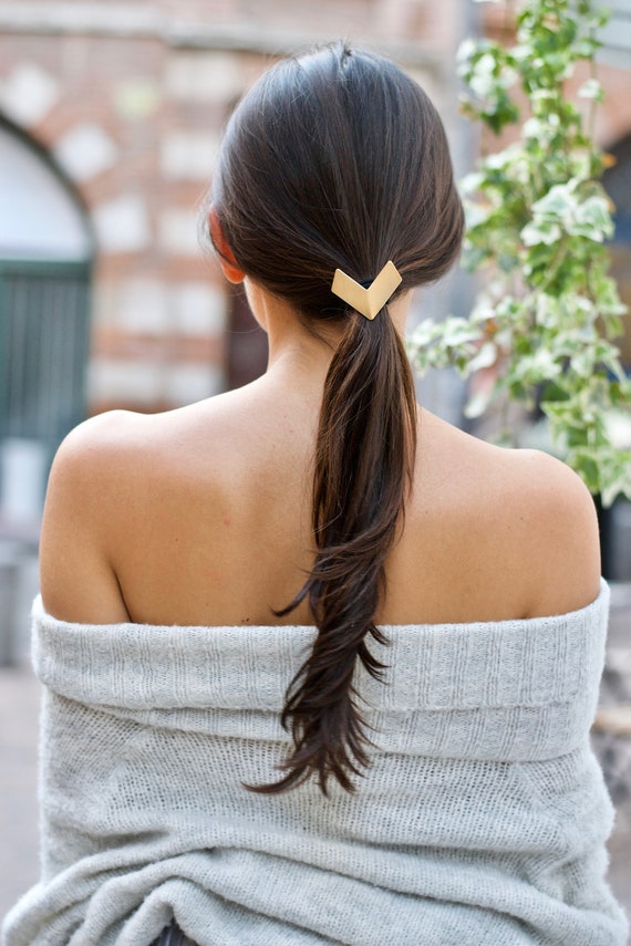 Magnifico elastico per capelli a freccia, triangolo, V, oro