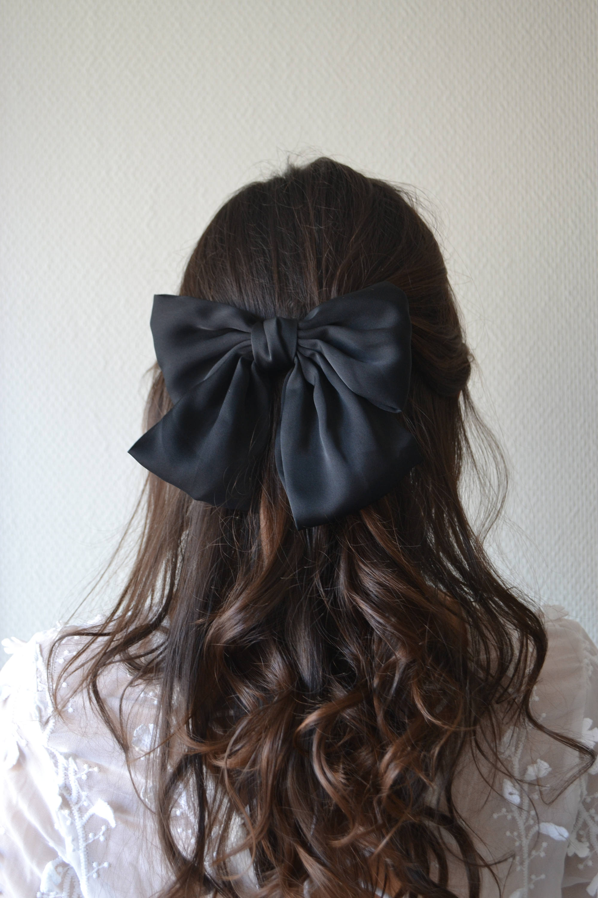 Barrette pour les cheveux grand noeud papillon en tissu noir Etsy