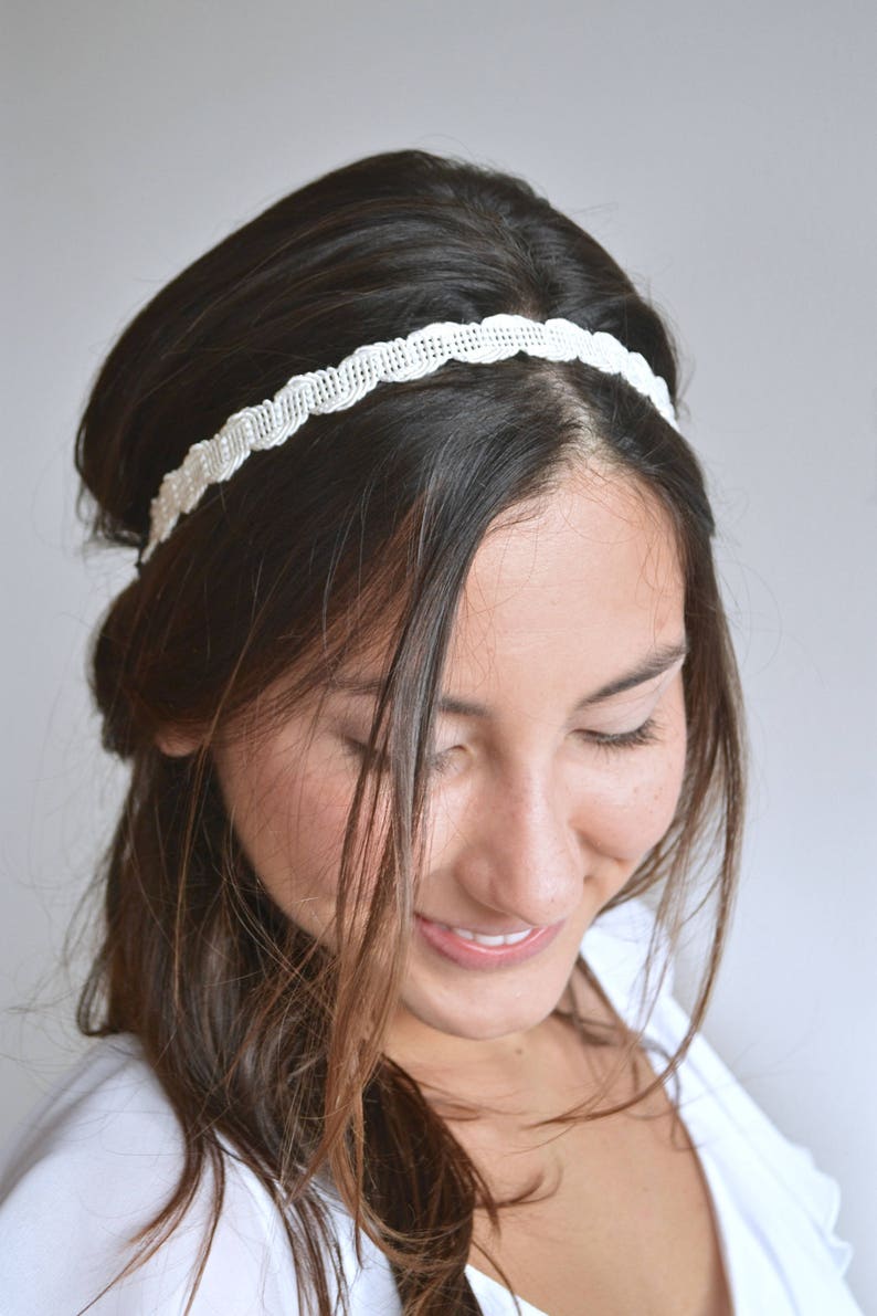 Headband Headband Woven Design Headband Embroidered White Etsy