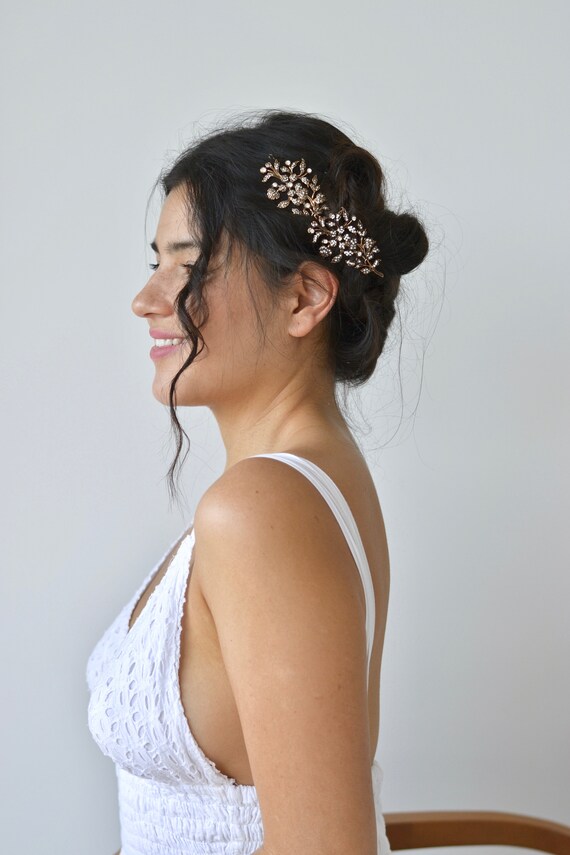 Vintage Wedding Hair Jewelry Bronze Barrette Clip Pin Etsy