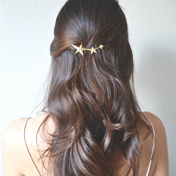 Bijou de cheveux doré mariage. Barrette, pince, épingle, tiare diadème étoiles or . Accessoire fin délicat, minimaliste, raffiné romantique