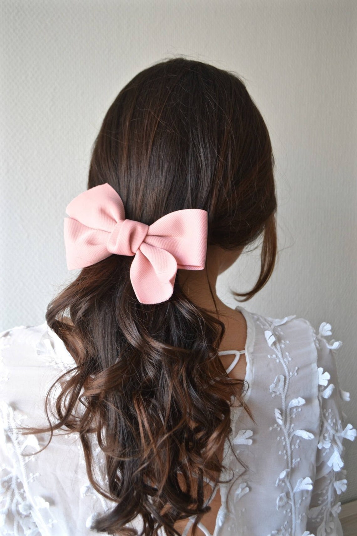 Barrette pour les cheveux grand noeud papillon en tissu rose Etsy