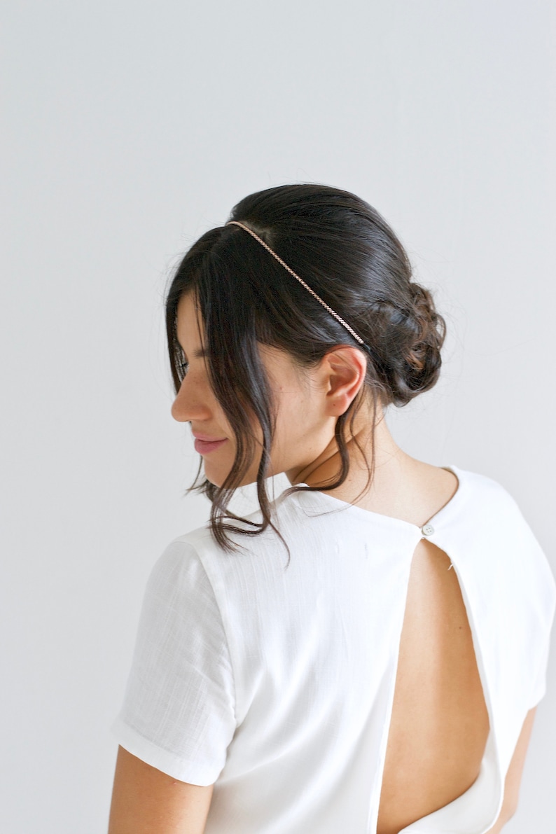 boho fine bandeau Headband beaded applications jewel head delicate metal chain wedding rose gold headband romantic bride
