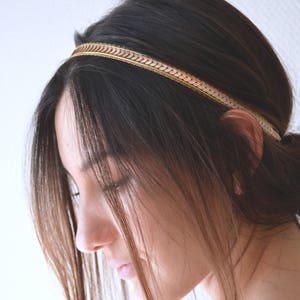 Headband hair jewel bridal headband-golden headband, golden sequins. Boho wedding hairstyle, romantic, delicate, fine, bronze gold image 4