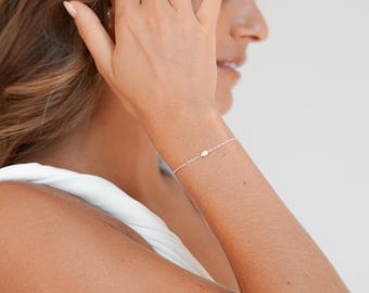 Perlette - 18k Gold Pearl Bracelet, Discreet Fine Chain Jewelry, Complete Wedding Set, Delicate Adjustable