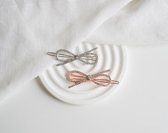 Barrette, comb, clip, bridesmaid bow tie, wedding, bride. Headpiece, golden hair accessory, romantic, minimalist