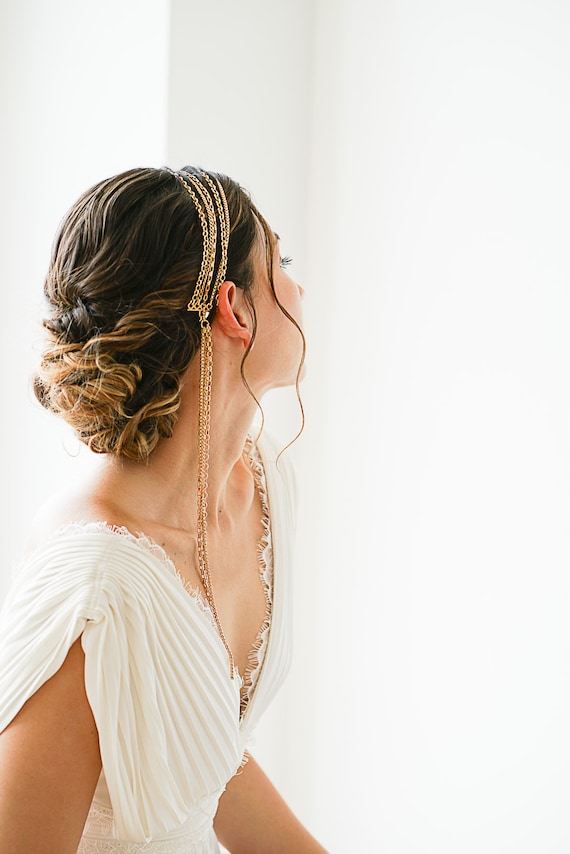 Gioiello Capelli Donna Catena Per Capelli Bohémien Con Cristalli | Accessorio Per Sposa, Feste, Festival | Regolabile Gioiello Per Capelli Elegante