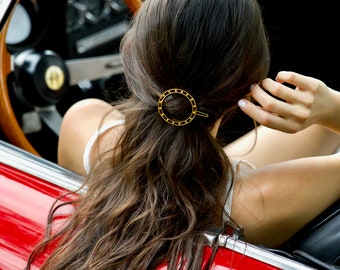Minimalist luxury circle barrette, Constellation. Hair jewel, golden, silver clip, circular ring. Accessory, boho, minimalist