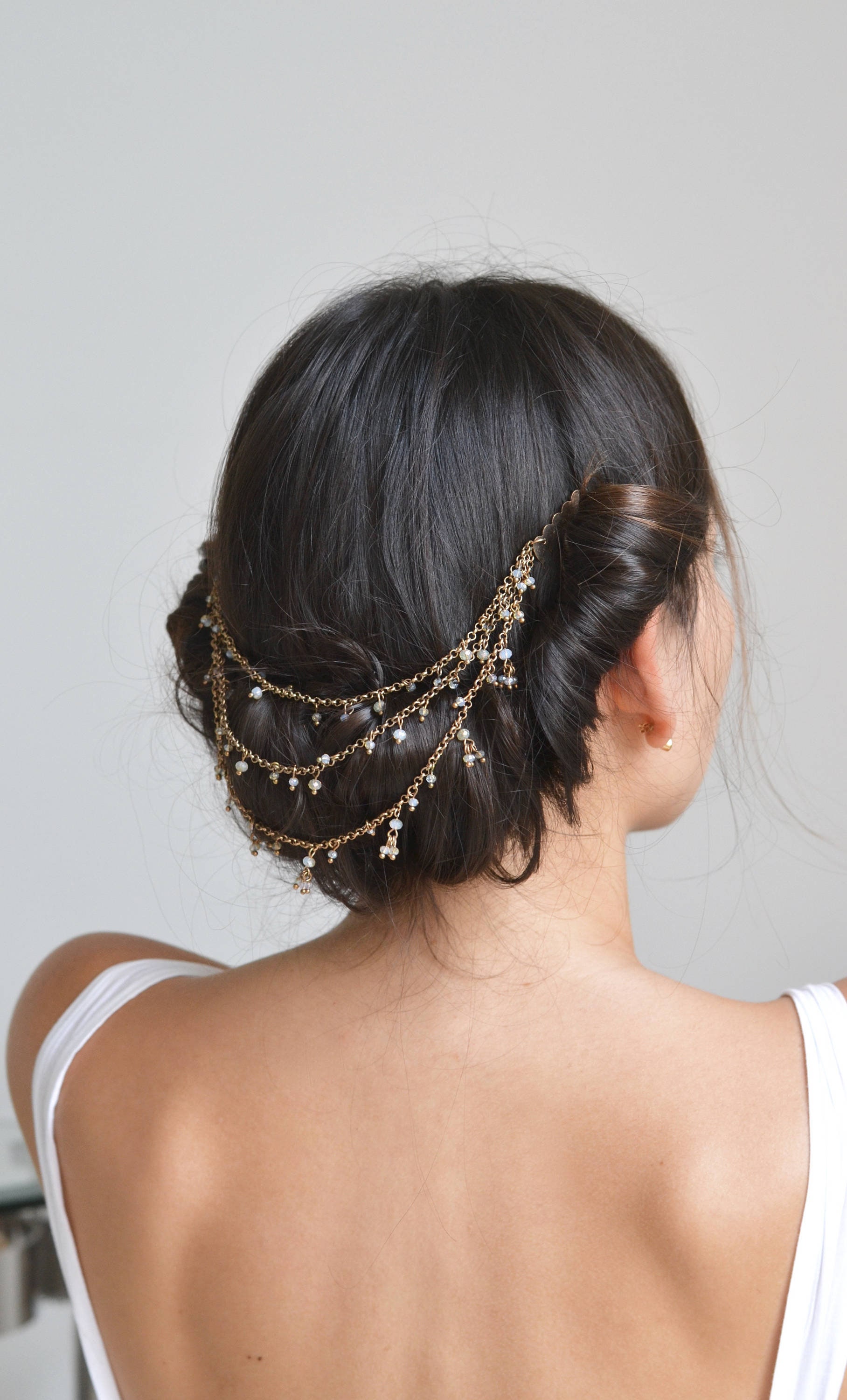 Accessoire Cheveux Bijou - Peigne épingle Avec Chaînes - Neuf Sous Emballage - Coiffure Soirée