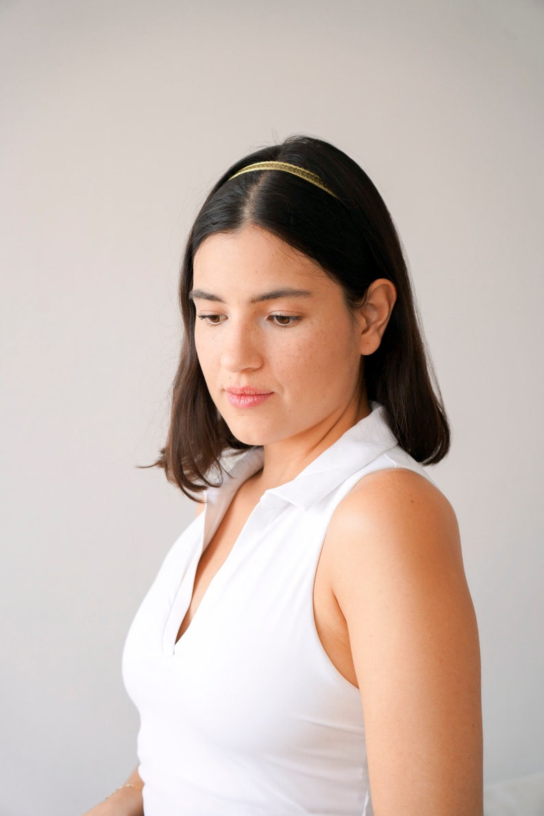 Headband hair jewel bridal headband-golden headband, golden sequins. Boho wedding hairstyle, romantic, delicate, fine, bronze gold image 7